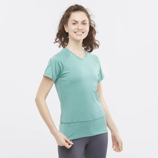 Turquoise Salomon Cross Run Short Sleeve Women's T-Shirts | PH 58206N